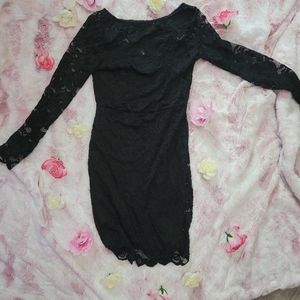 Black lace long sleeve dress